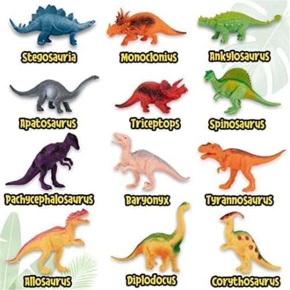 Dinosaur Figure for Kids 3-5+(12Plastic Dinosaurs with Educational DinosaurBook) - Picture 2 of 6